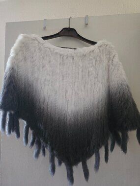 Metric Knits Fur Collection Genuine Rabbit Poncho